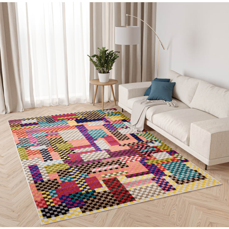 Alfombra para salón multicolor geométrica abstracta fina 200x300 SALSA