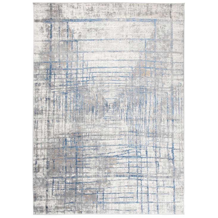 Tappeto da soggiorno blu crema grigio strisce 80x150 VALLEY