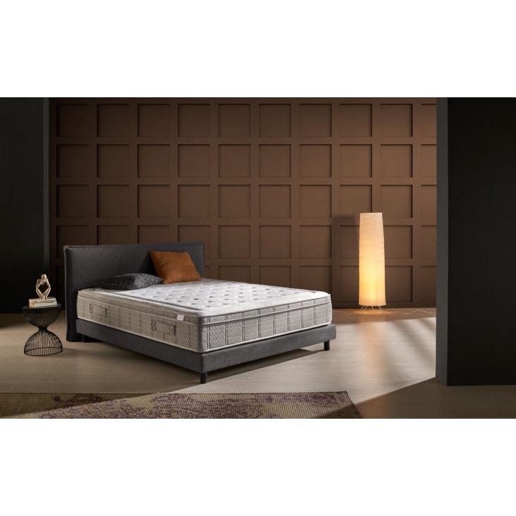 Estructura de cama box spring tela color crema 160x200 cm - Conforama