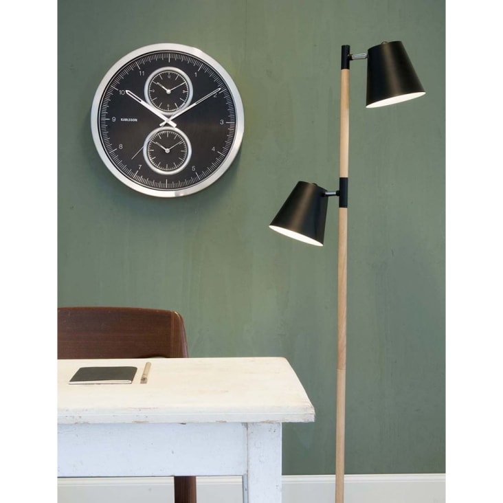 Lampadaire en bois et métal hauteur 150 cm marron et blanc-Rubi cropped-2