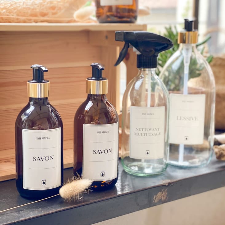 5X Flacon Pompe En Verre Ambré De 150 ML Avec Couvercle à Pompe