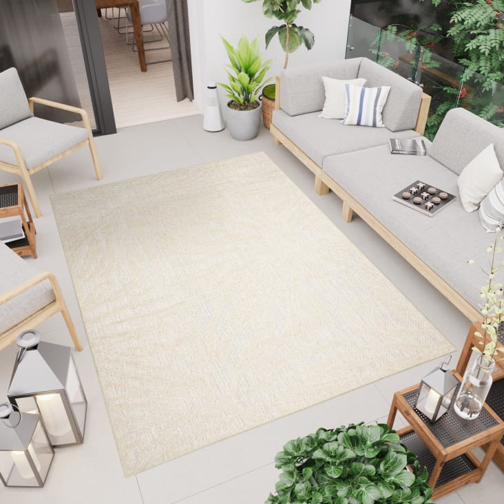 Tappeto esterno interni 3D crema beige strisce 120 x 170 cm VIERA