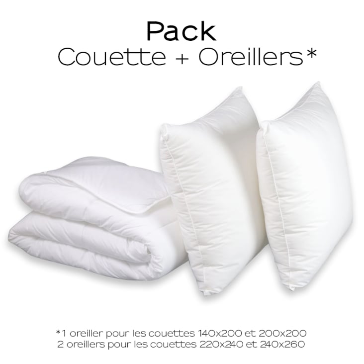 Pack Duvet Couette chaude + Oreiller -50% duvet de canard 240x260 cm 