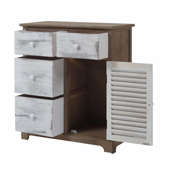 Mueble de almacenaje con 9 cajones de madera blanco, marrón y gris