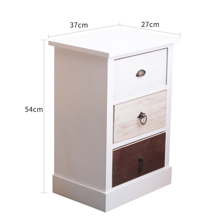 Comodino urban con 3 cassetti in legno bianco e marrone