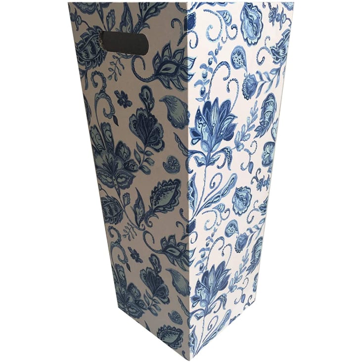 Porte parapluie rectangulaire en toile bois florale blanc et bleu cropped-2