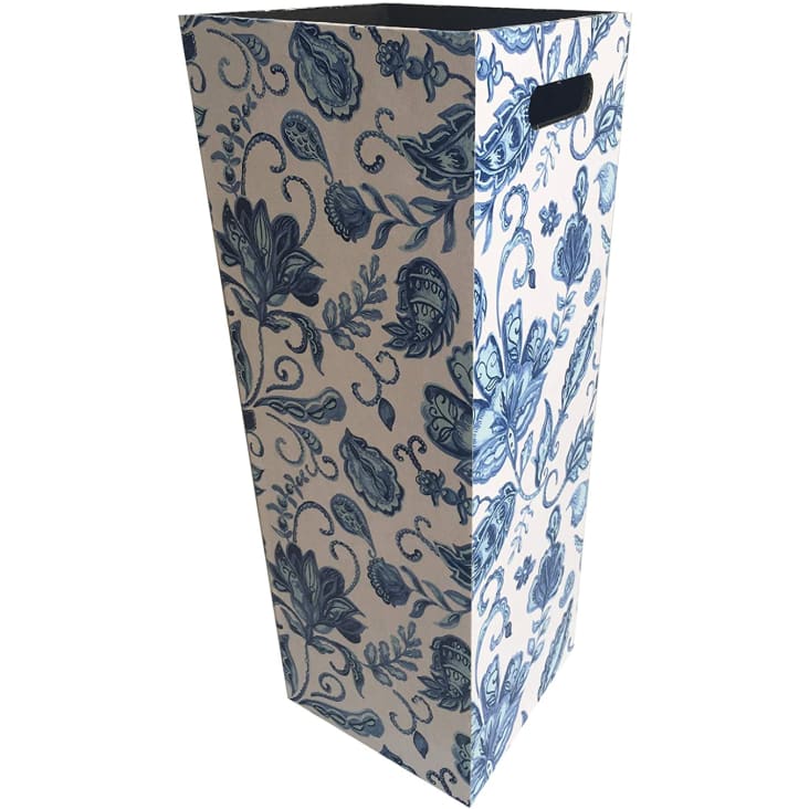 Porte parapluie rectangulaire en toile bois florale blanc et bleu cropped-3