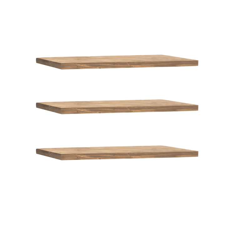 Pack 3 estanterías de madera maciza flotante envejecido 140cm-Melva