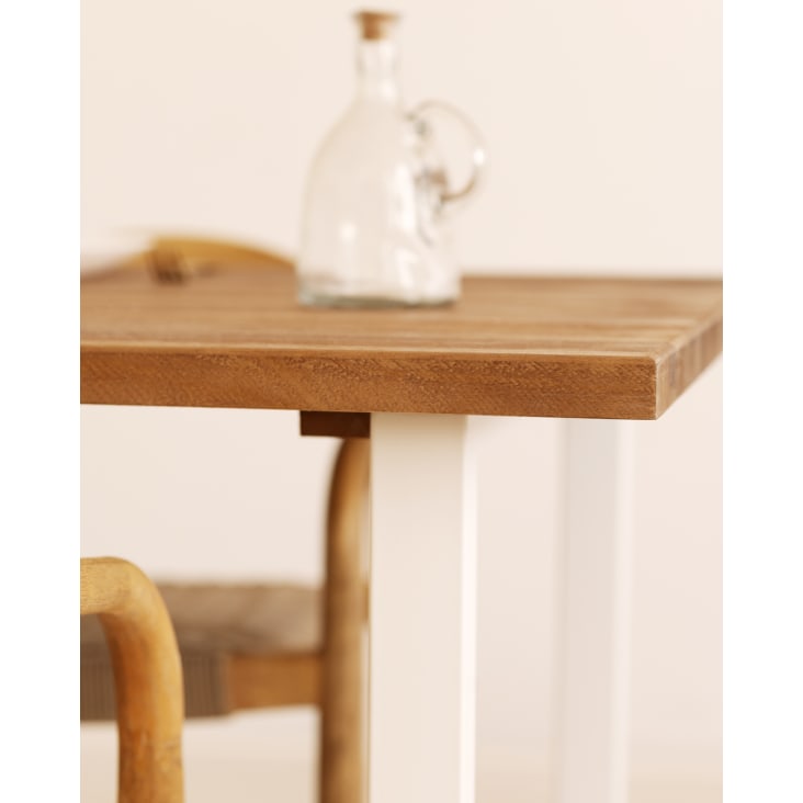 Mesa de comedor de madera maciza envejecido patas blancas 200x80cm Zocco