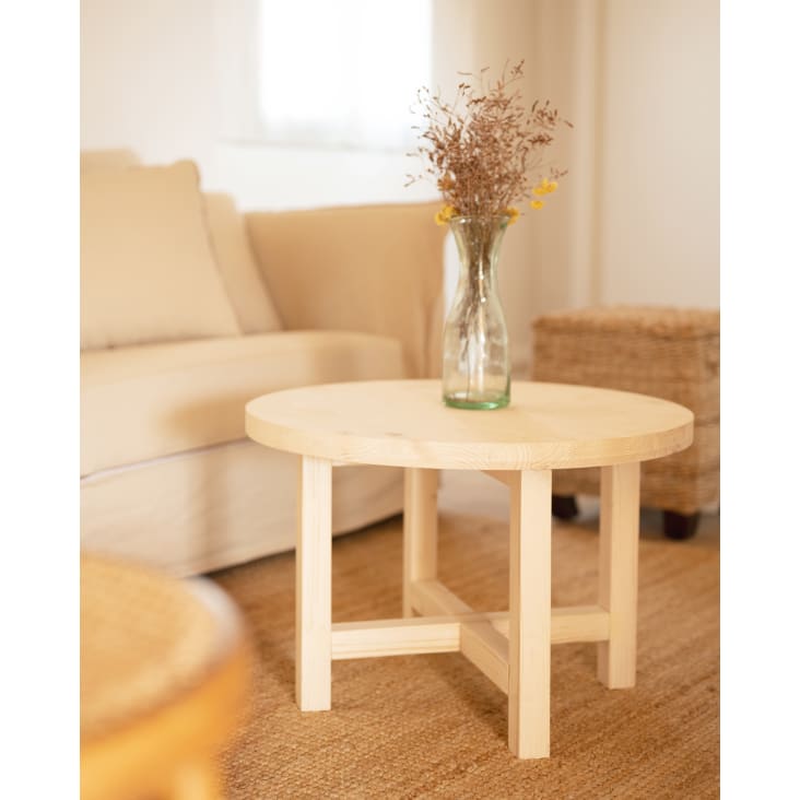 Table basse en bois de sapin naturel Ø60x40cm-Olivia i cropped-3
