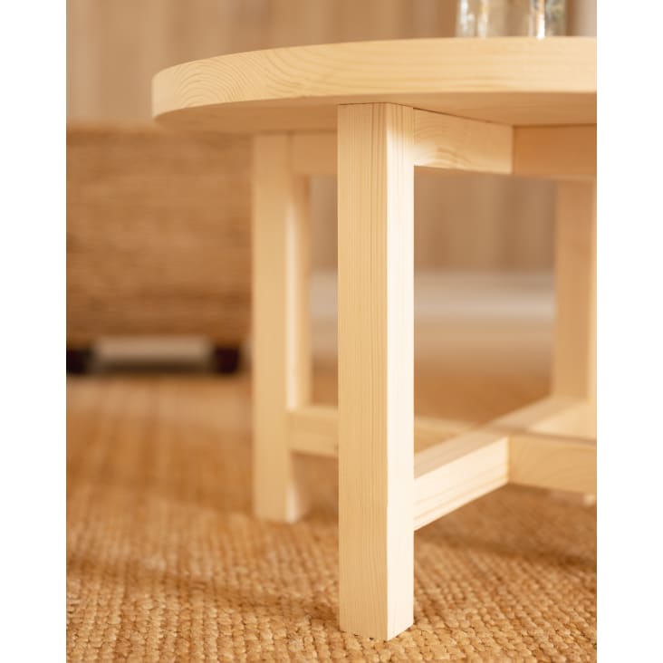 Table basse en bois de sapin naturel Ø60x40cm-Olivia i cropped-5