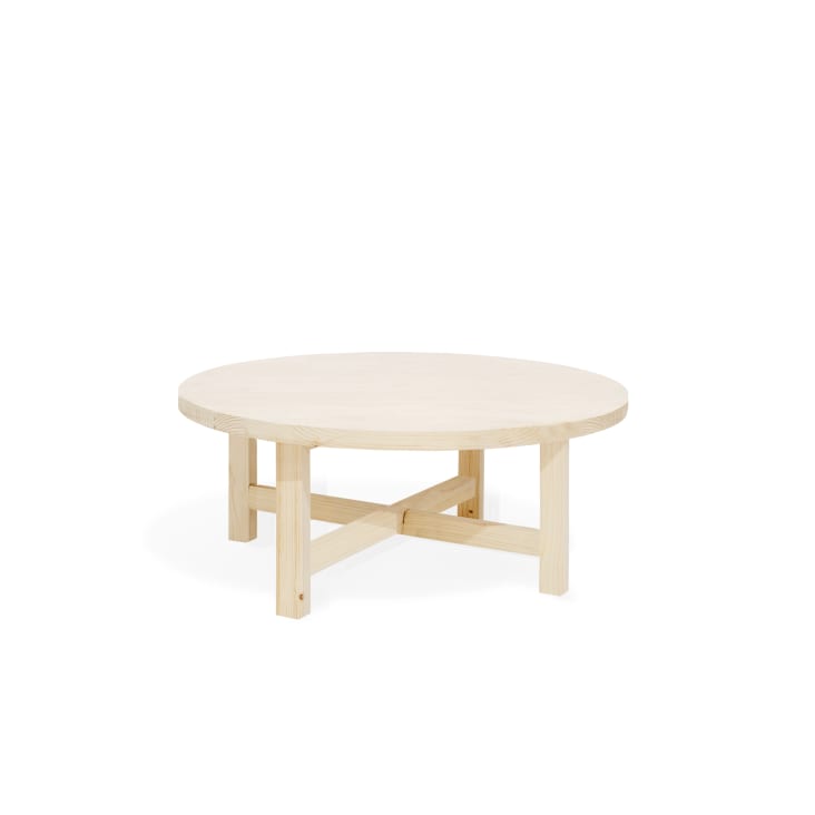 Table basse en bois de sapin naturel Ø60x40cm-Olivia i cropped-6