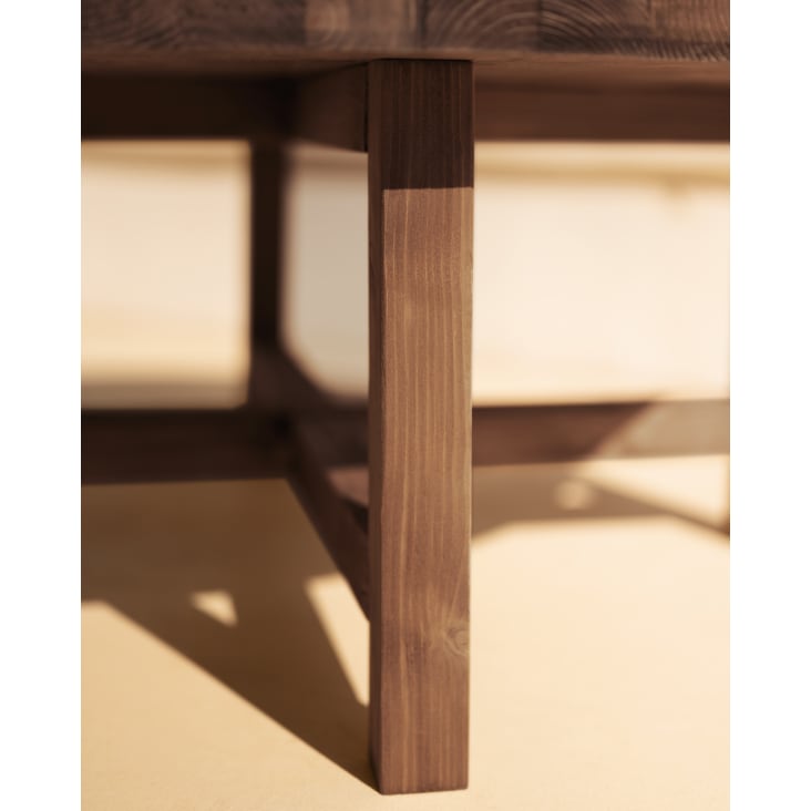 Mesa de centro redonda de madera maciza acabado nogal de ø60x40cm-Olivia i cropped-3