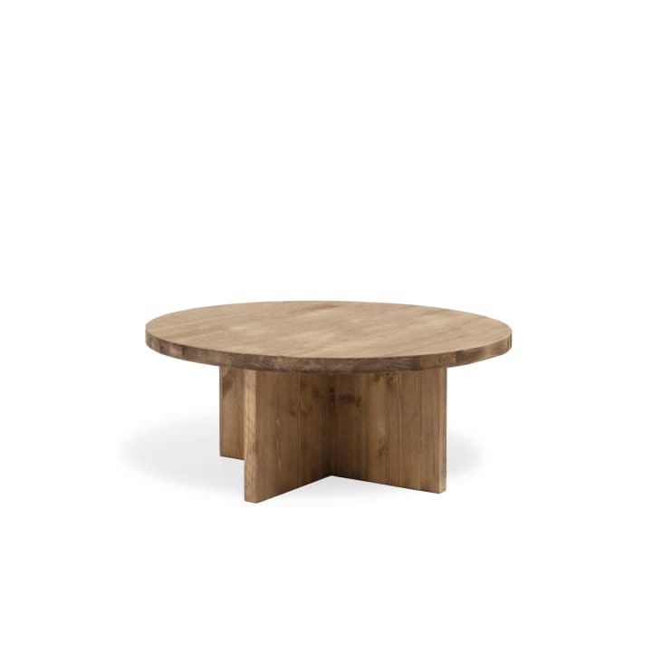 Mesa de centro redonda de madera maciza acabado envejecido de ø60cm-Tokyo i cropped-8