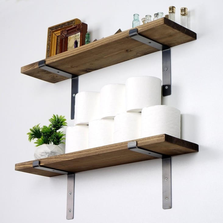 bloomingville etagere murale cuisine tiroirs bois fonce style campagne