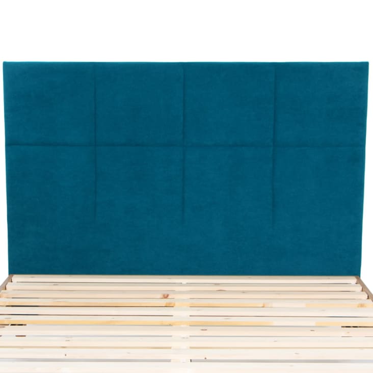 Tête de lit capitonnée en velours bleu canard 140 cm cropped-2