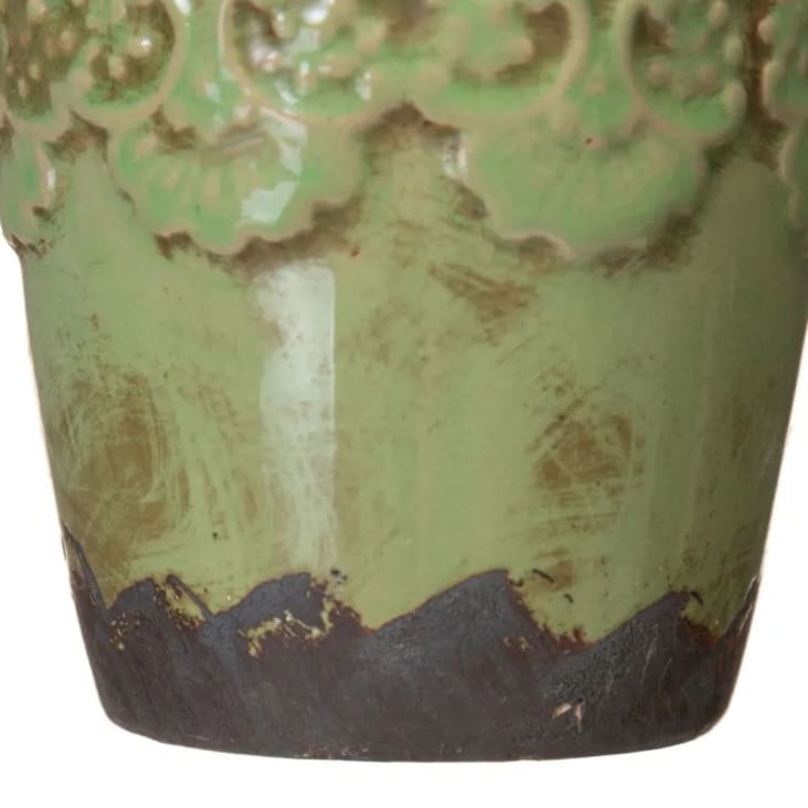 Cache-pot vert en céramique vieillie cropped-3
