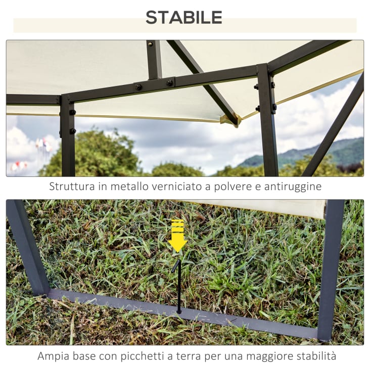 Gazebo Da Giardino 3x3m Outsunny - In Acciaio E PE, Con Protezione UV E Fori Di Drenaggio - Foto 8