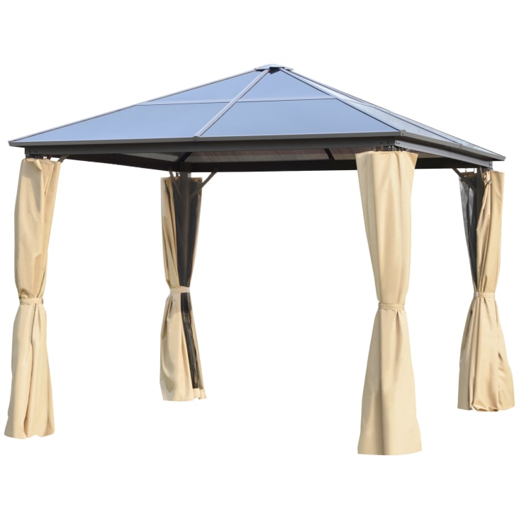 Gazebo da Giardino | Gazebo da Esterno con Zanzariera Luci LED 3x3x2,73