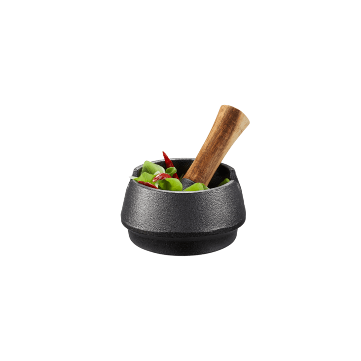 Ensemble mortier et pilon en bois - idéal pour les herbes et les épices