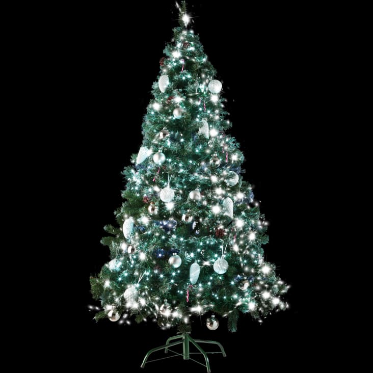 Albero di Natale artificiale innevato Toscana slim verde H 210 cm x Ø 75 cm