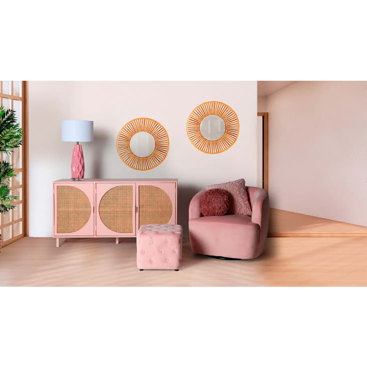 Reposapiés, de poliéster, en color rosa palo, de 45x44x39cm-BOUGUE cropped-6