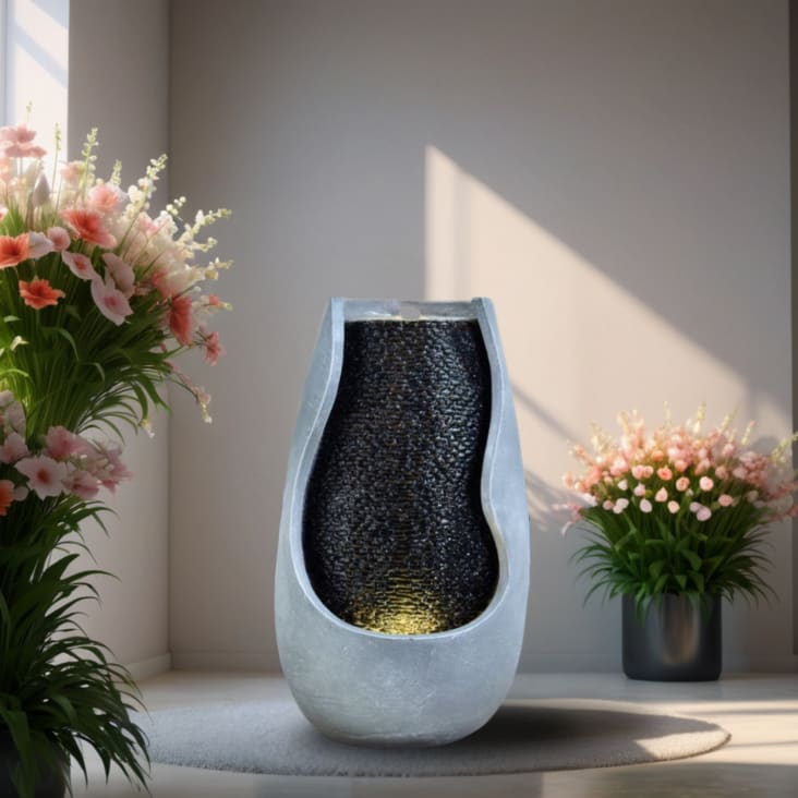 Moderner Brunnen aus grauem Kunstharz H60 Molly Maisons du Monde