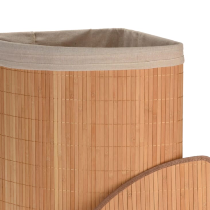 Panier à linge d'angle en bambou et intérieur amovible en coton cropped-2