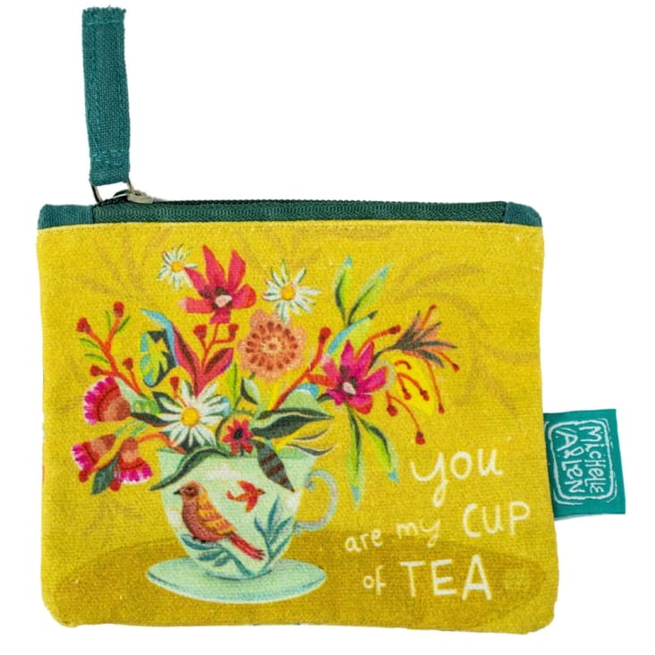 Porte monnaie tasse de thé en coton décoré