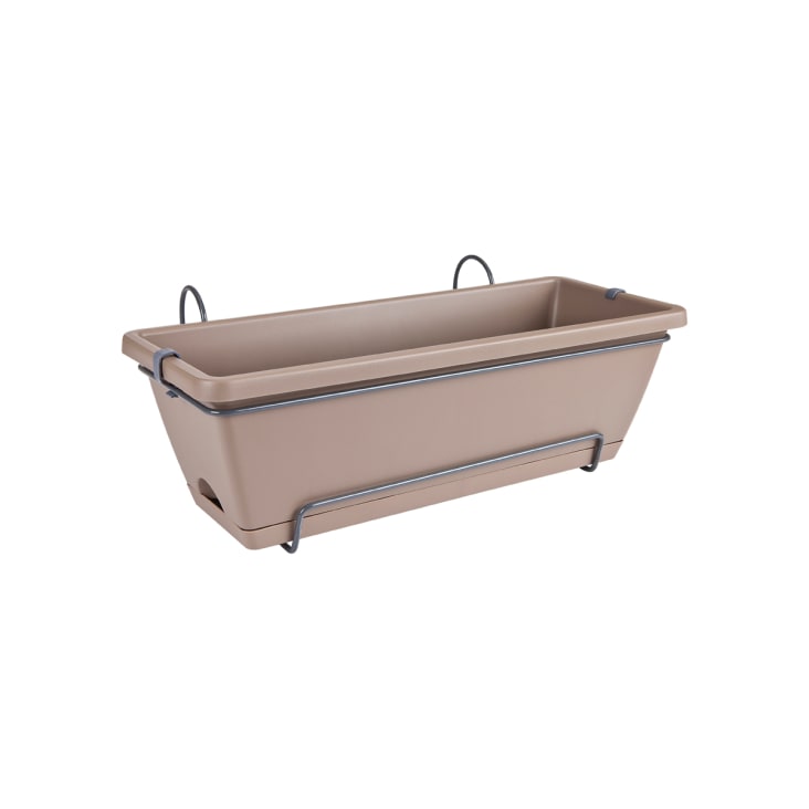 Jardinière Balcon Plastic Forte - Avec Support Métal Et Plateau Intégré - 50 Cm Gris - 10 Litres