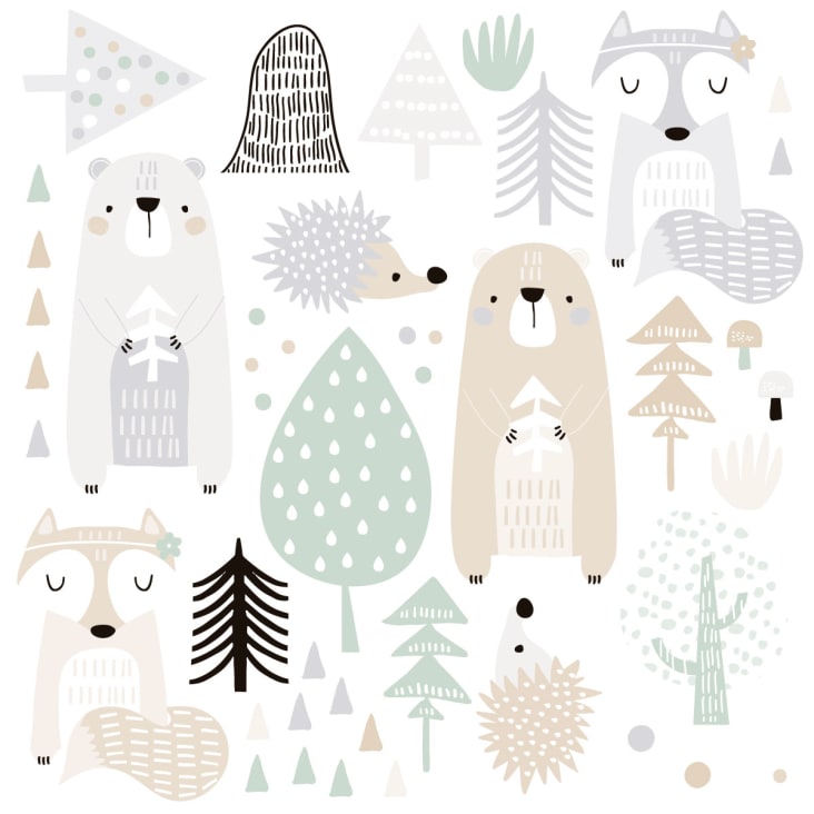 stickers-adesivi-in-vinile-amici-del-bosco-verde-e-grigio-woodland