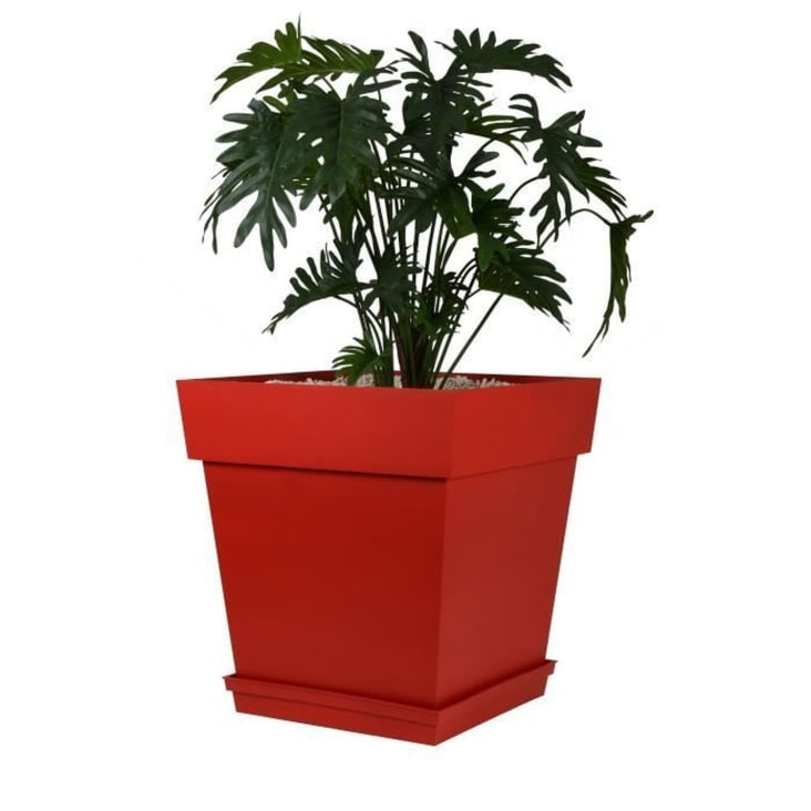 Pot de fleur carré 50x50x52 cm en polypropylène rouge-Toscane cropped-2