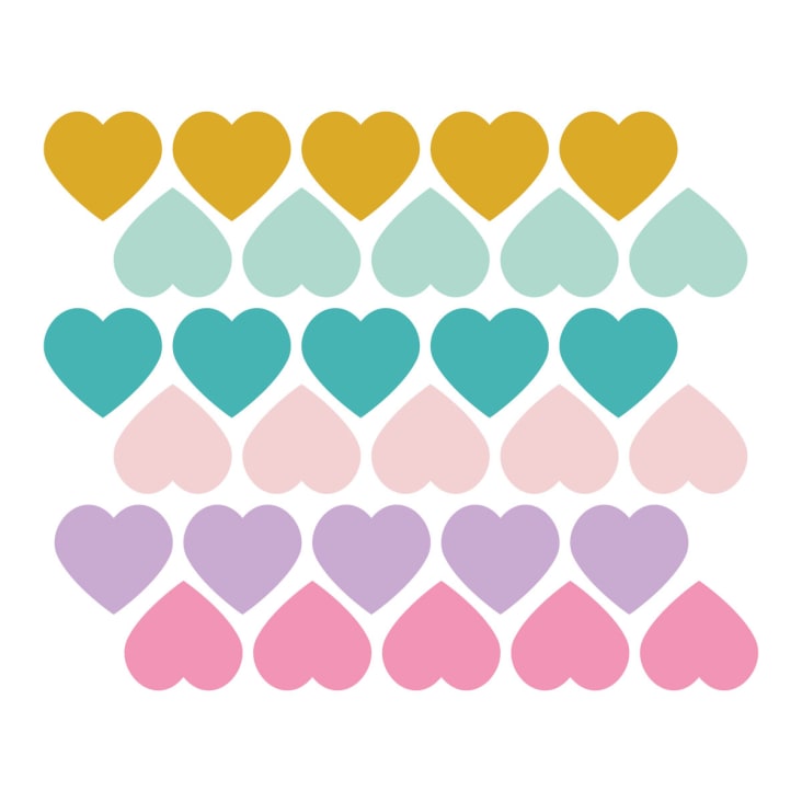 Stickers muraux en vinyle coeurs rose et lilas-Hearts1