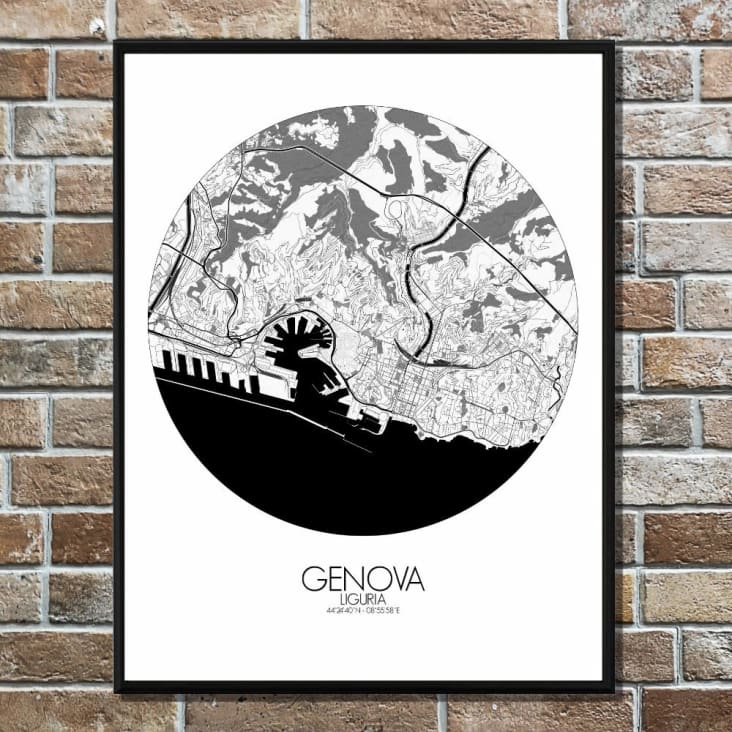 Poster Genova Mappa arrotondata 40x50