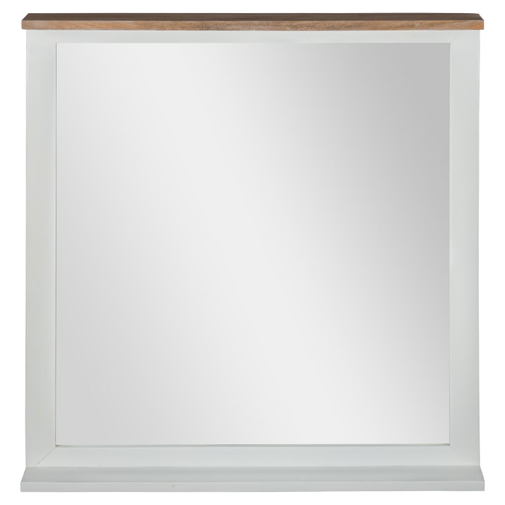 Specchio da parete floreale decorativo cornice legno bianco beige nero  120x80 - 3269