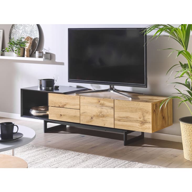 Mobile TV in legno chiaro e nero-Fiora cropped-2