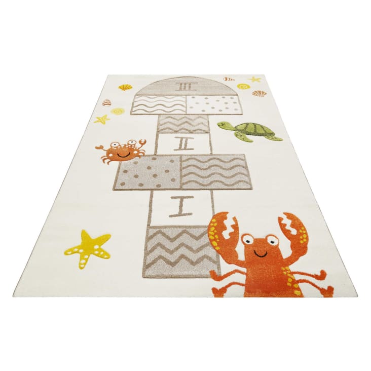 Alfombra infantil rayuela beige tema marino 80x150 oeko tex