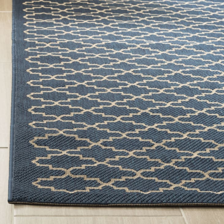 Paillasson bleu en coton tapis intérieur extérieur sur latex