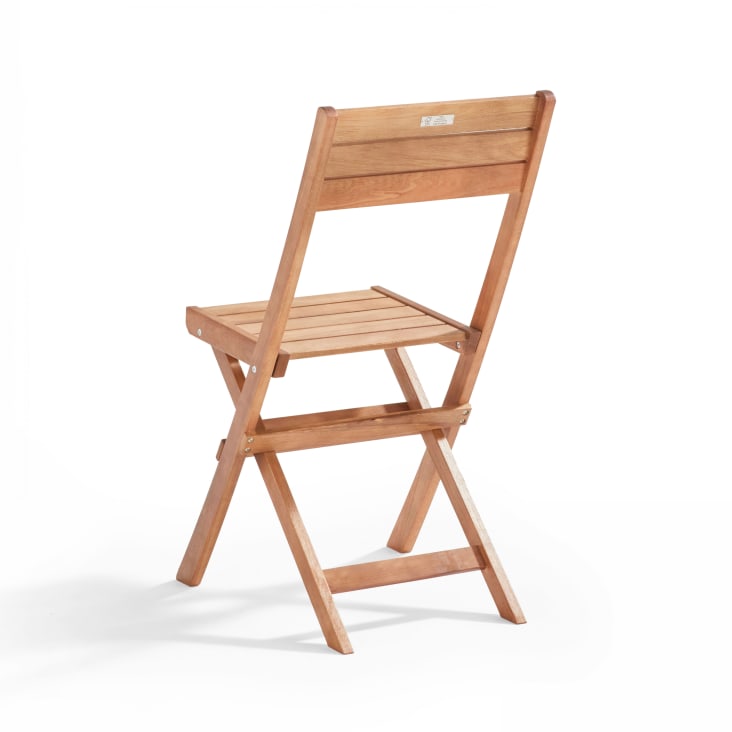 Set de 2 chaises pliantes et 1 table de balcon rabattable avec rangement en  bois massif PRADO - Miliboo