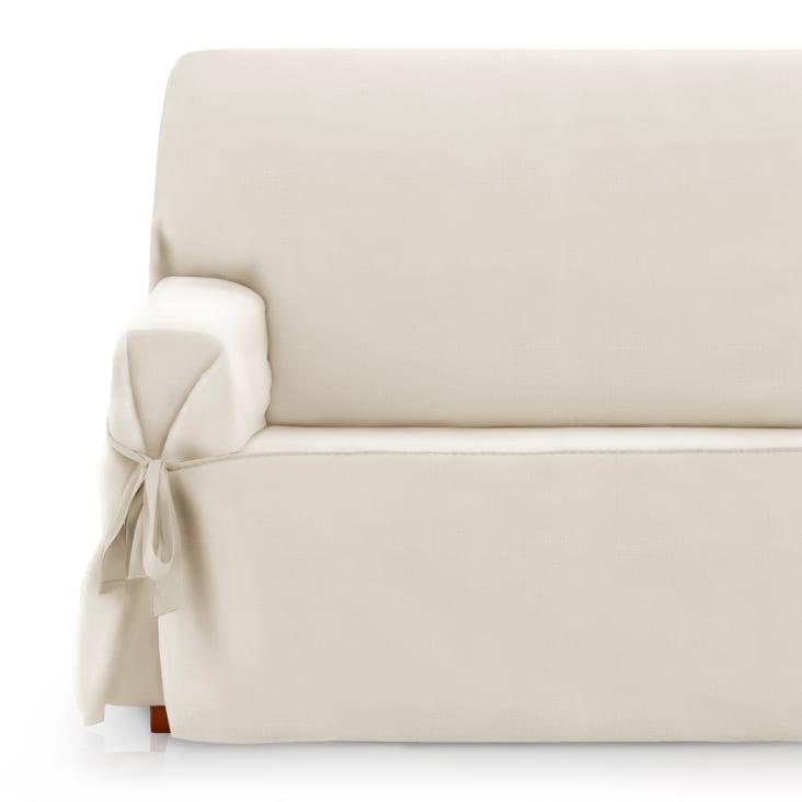 Funda cubre sillón 1 plaza lazos protector liso 80-120 cm beige