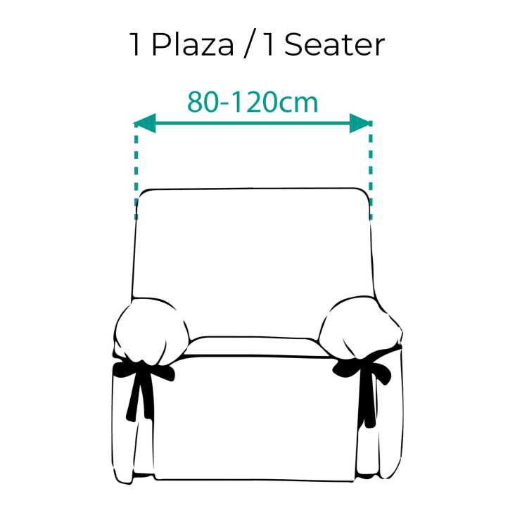 Funda cubre sillón 1 plaza lazos protector liso 80-120 cm marfil