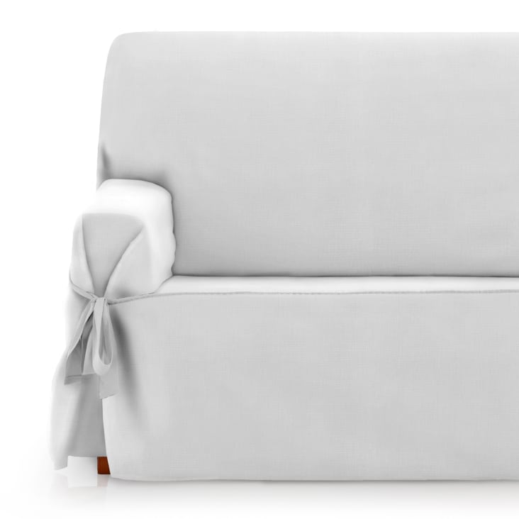 Funda cubre sofá 2 plazas lazos protector liso 120-180 cm gris ROYALE LAZOS