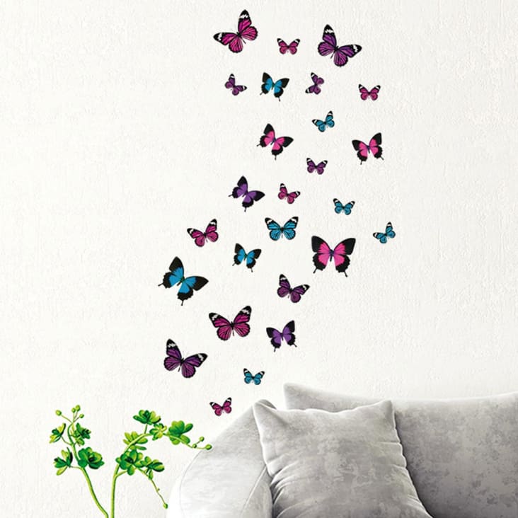Sticker mural Papillons dessinés à la main marron 3 pièces