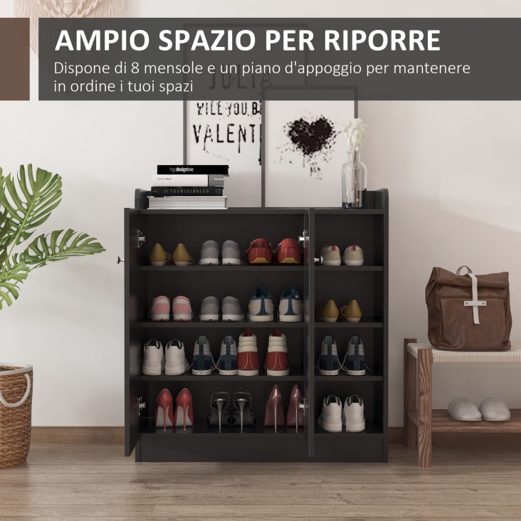 Uptyia Armadio a 4 ripiani, asino, vestiti resistenti, armadietti aperti, appendiabiti in piedi, nero, 187 x 90 x 45 cm