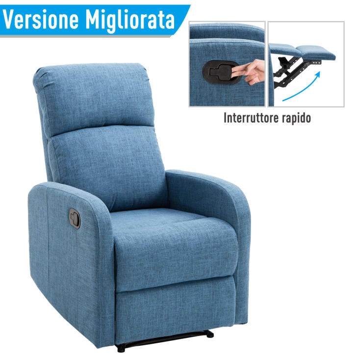 Poltrona Relax Maura Manuale Con 4 Rotelle – In Tessuto Beige, Reclinabile, Portata 130 Kg, Made In Italy