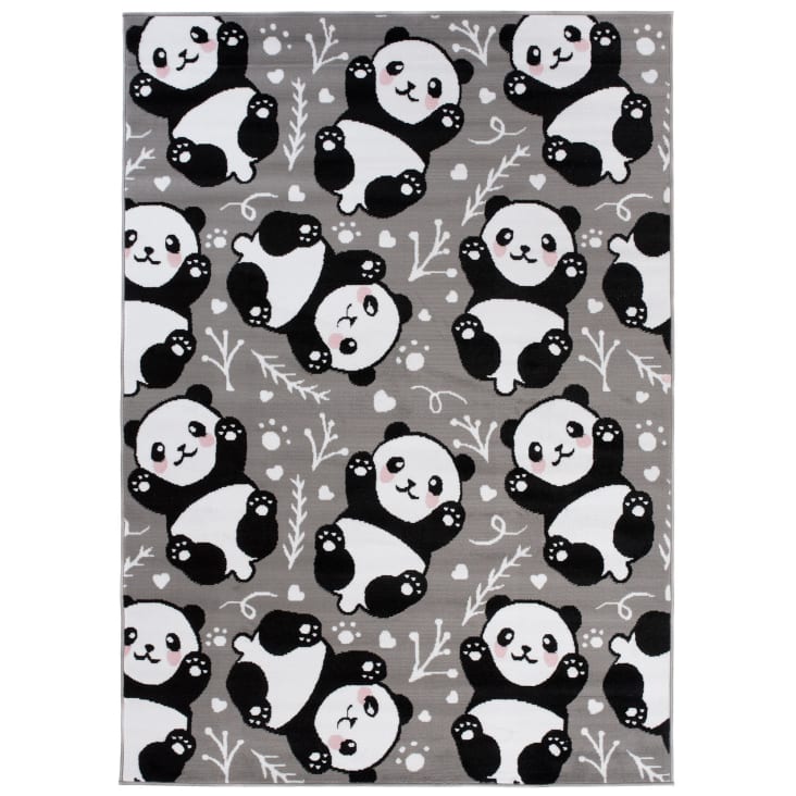 Tappeto per bambini grigio bianco nero panda 80x150cm PINKY