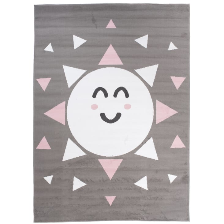 TAPISO Baby Tappeto per Cameretta dei Bambini Grigio Bianco Blu Rosa  Elefante Palloncini 120 x 170 cm