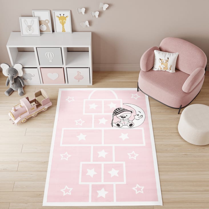 Tappeto per bambini rosa bianco gioco della campana 120x170 BABY