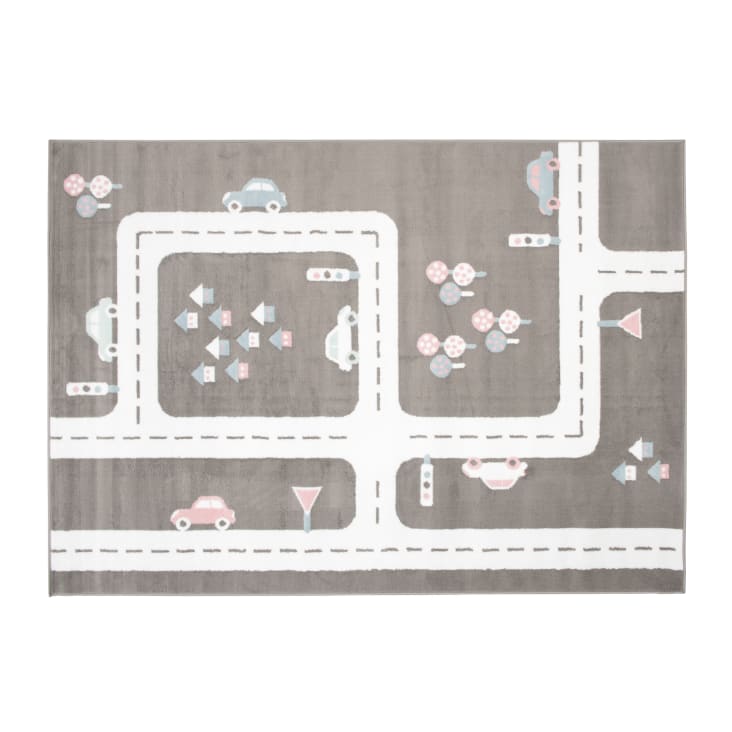 Tappeto per bambini grigio bianco strada città 120 x 170 cm BABY