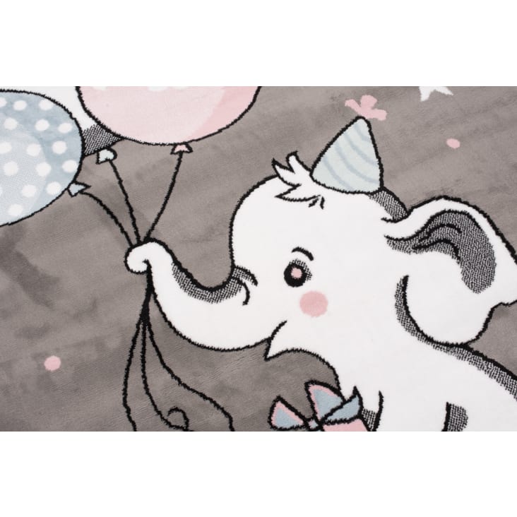 Tappeto per bambini grigio bianco elefante palloncini 80x150 BABY